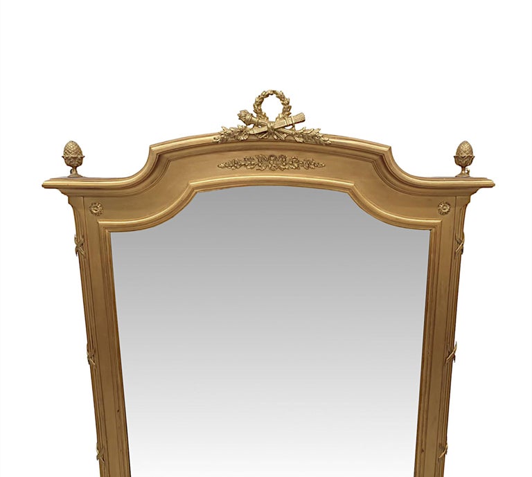 19th Century Brass Mounted Giltwood Overmantle Mirror For Sale at 1stDibs