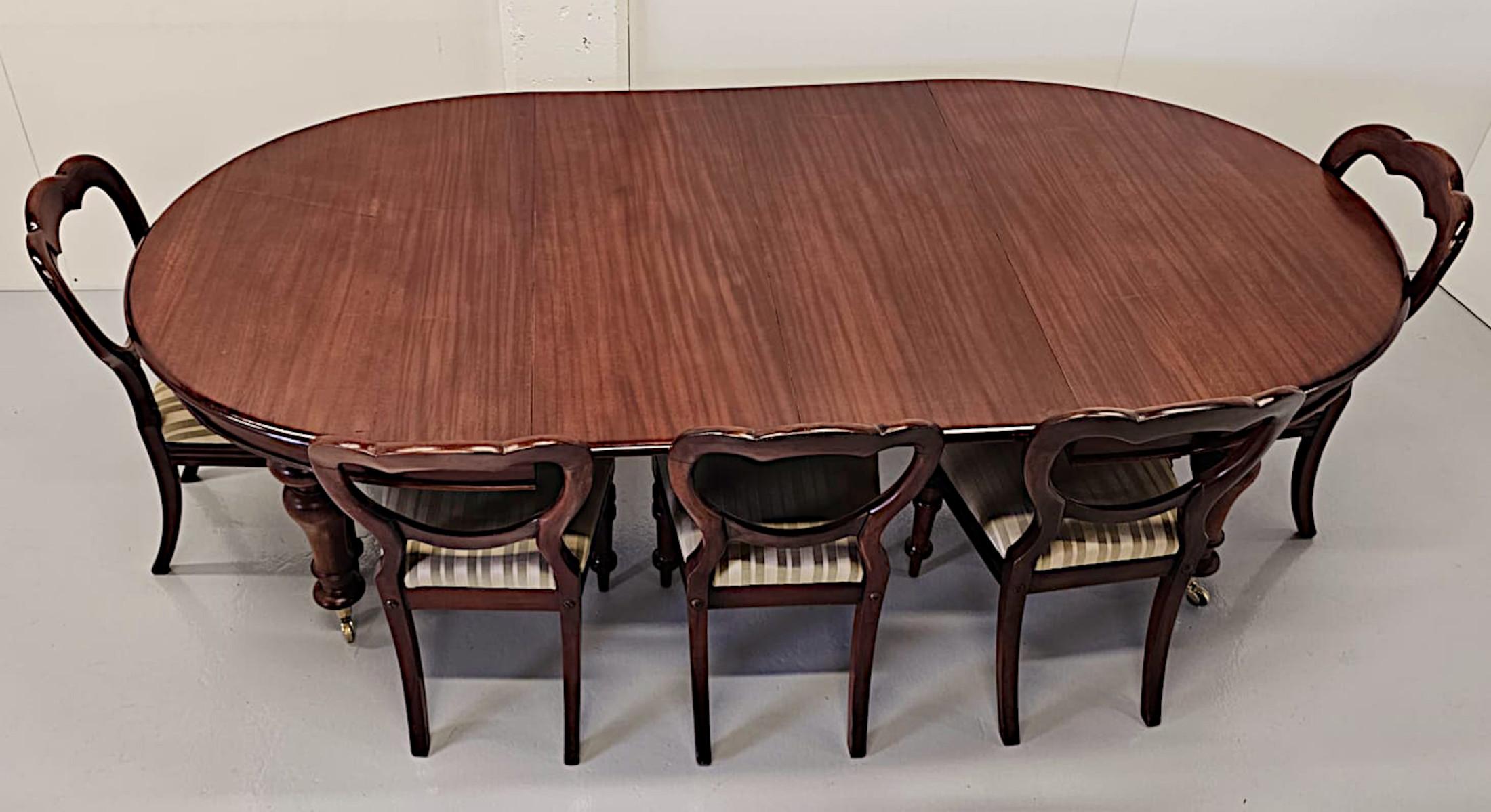 Magnifique table de salle à manger en acajou du 19ème siècle à extrémité en D d'après Strahan en vente 4