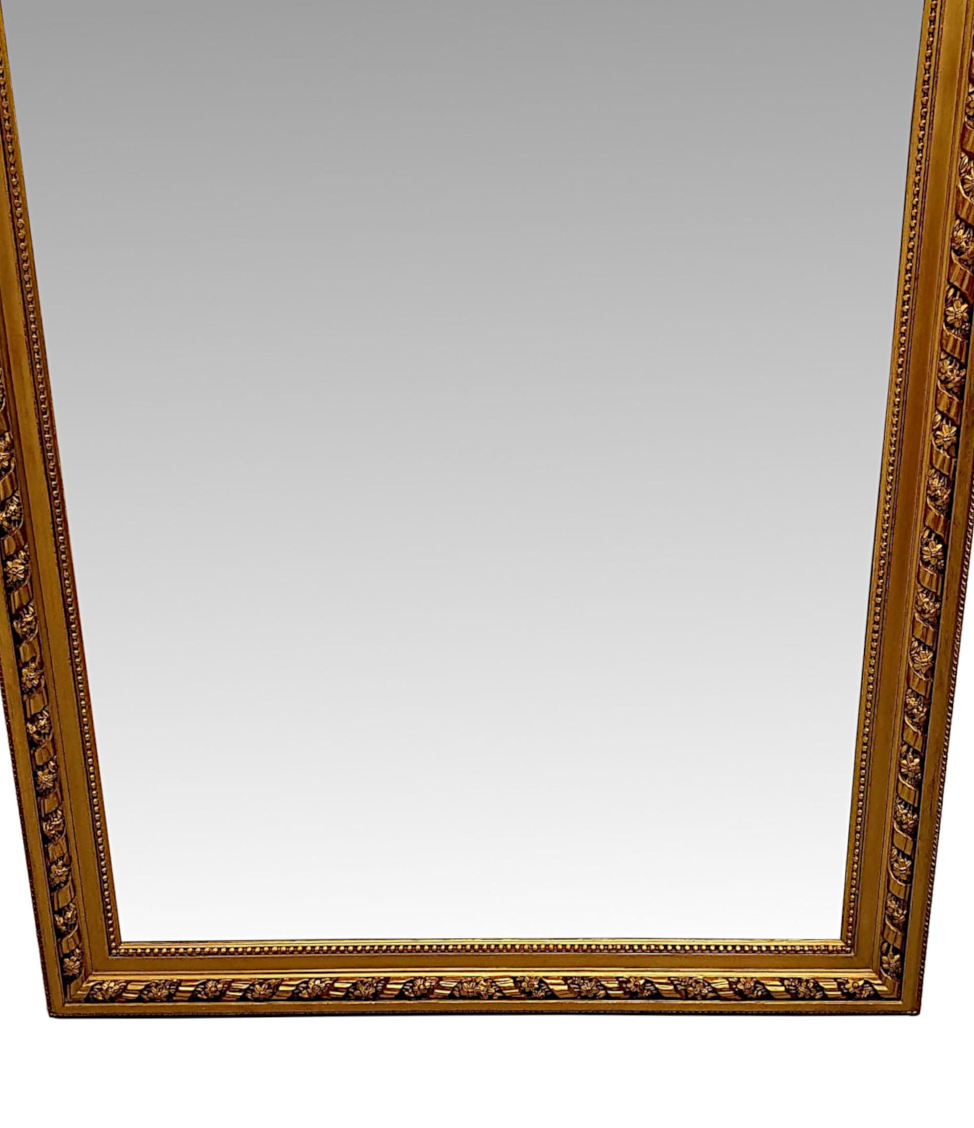 French  A Gorgeous 19th Century Gilt Finish Hall or Overmantle Mirror For Sale