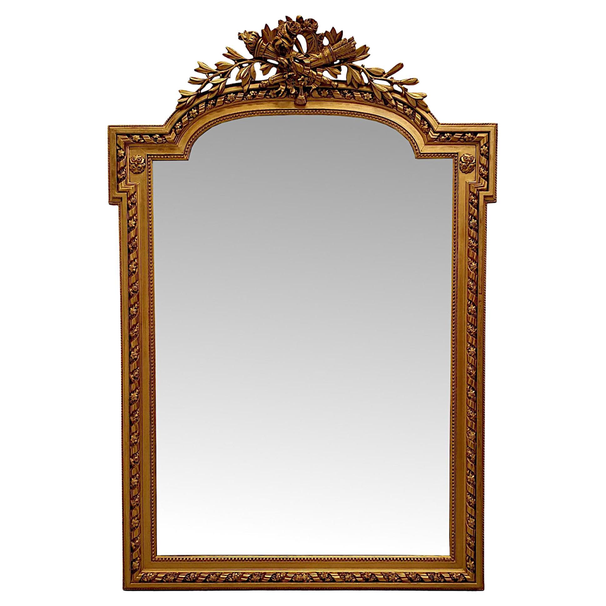  A Gorgeous 19th Century Gilt Finish Hall or Overmantle Mirror For Sale