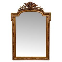  Magnifique miroir de hall ou de trumeau du 19e siècle à finition dorée