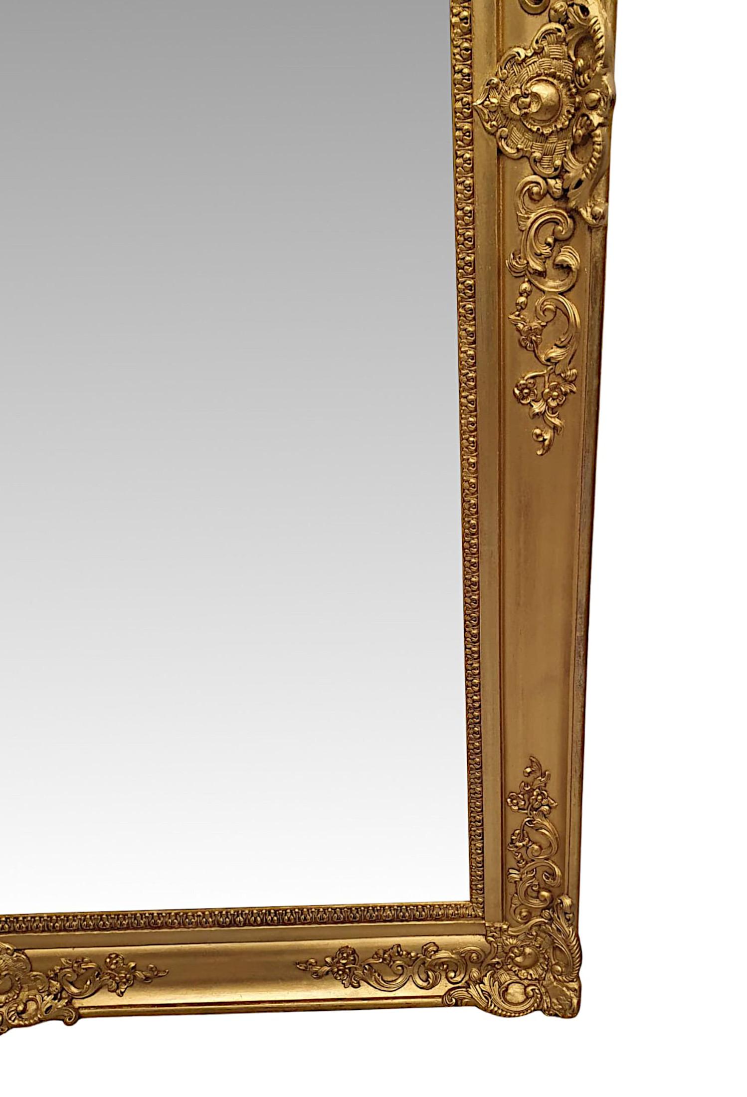 Glass Gorgeous 19th Century Giltwood Overmantle Mirror For Sale