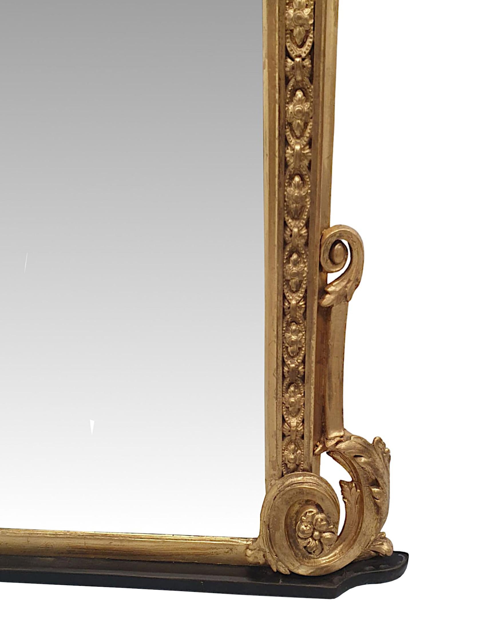 Glass A Gorgeous 19th Century Giltwood Overmantle Mirror For Sale