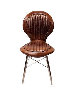 A Gorgeous Art Deco Design Leather and Chrome Dining Chair