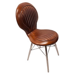 A Gorgeous Art Deco Design Leather and Chrome Dining Chair