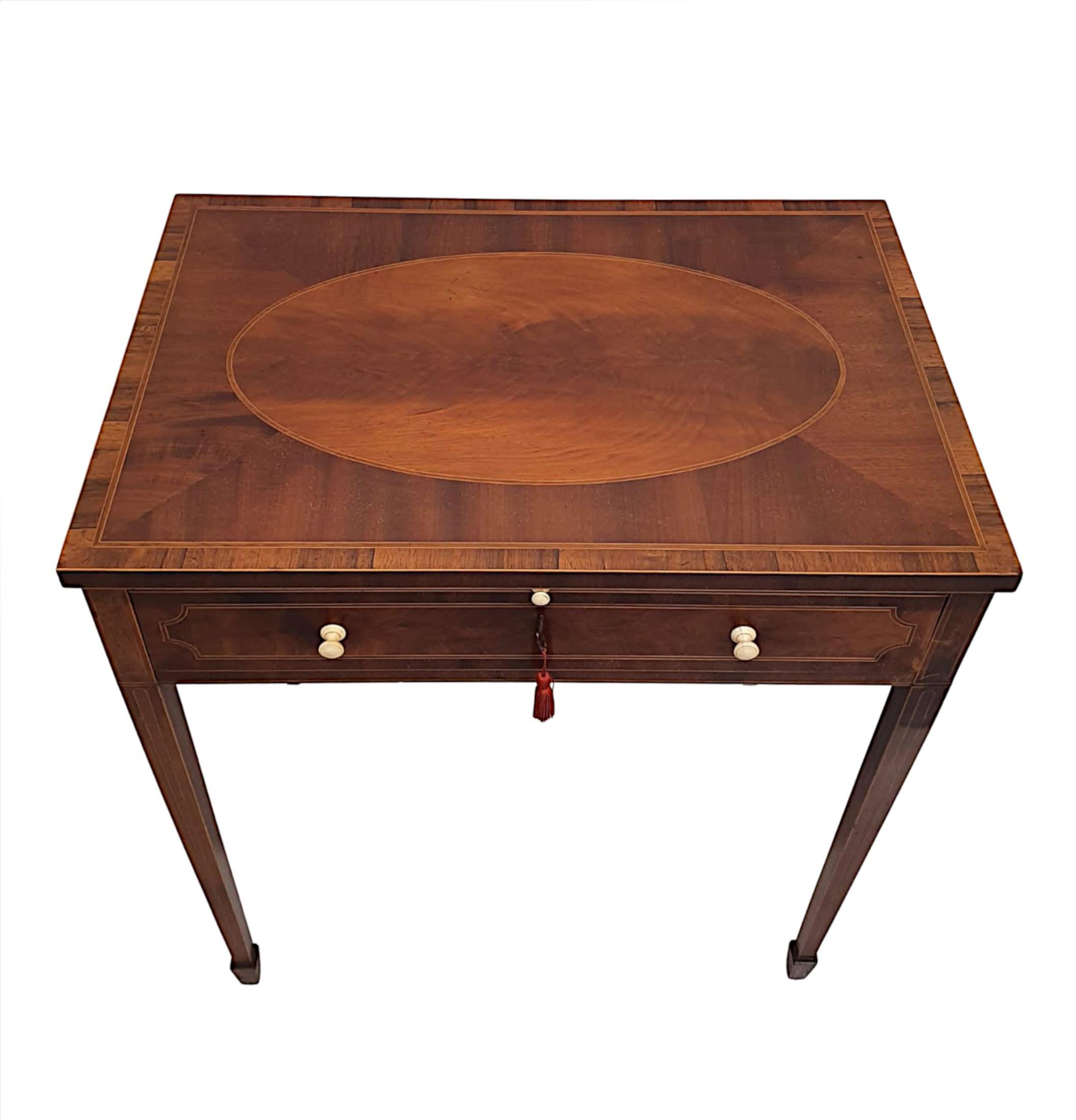 Gorgeous Edwardian Inlaid Side or Writing Table by Hampton and Sons 1