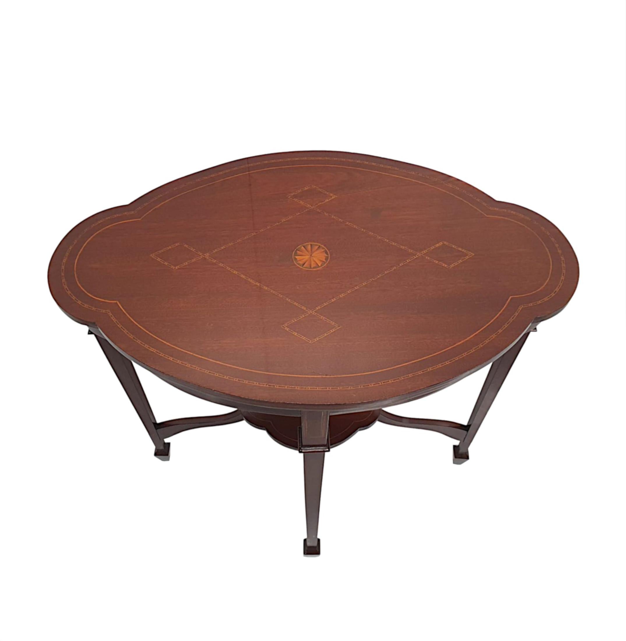 Mahogany  A Gorgeous Edwardian Marquetry Inlaid Occasional Table For Sale