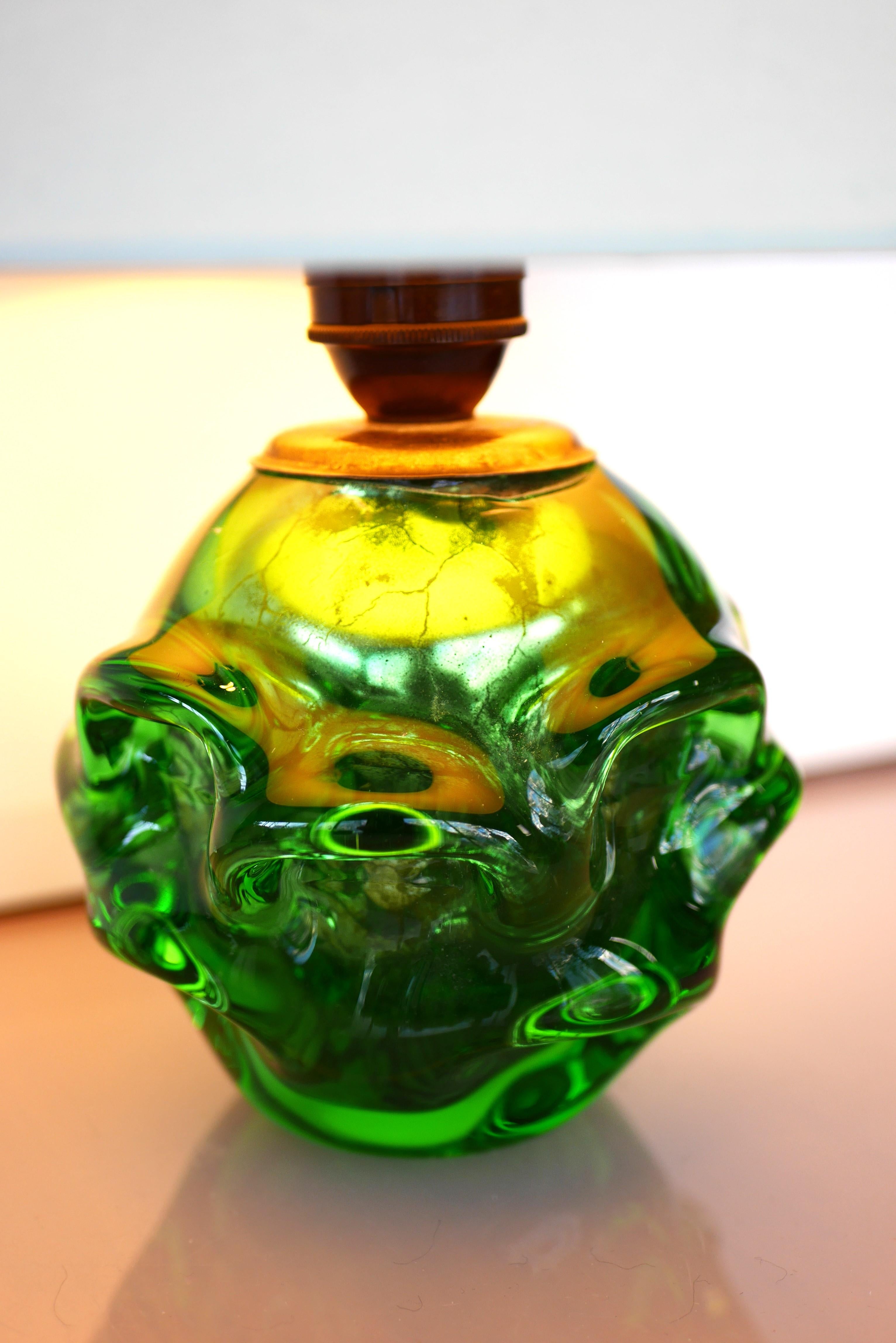 Blown Glass A Gorgeous Emerald Green Glass Lamp by Börne Augustsson for Åseda, Sweden