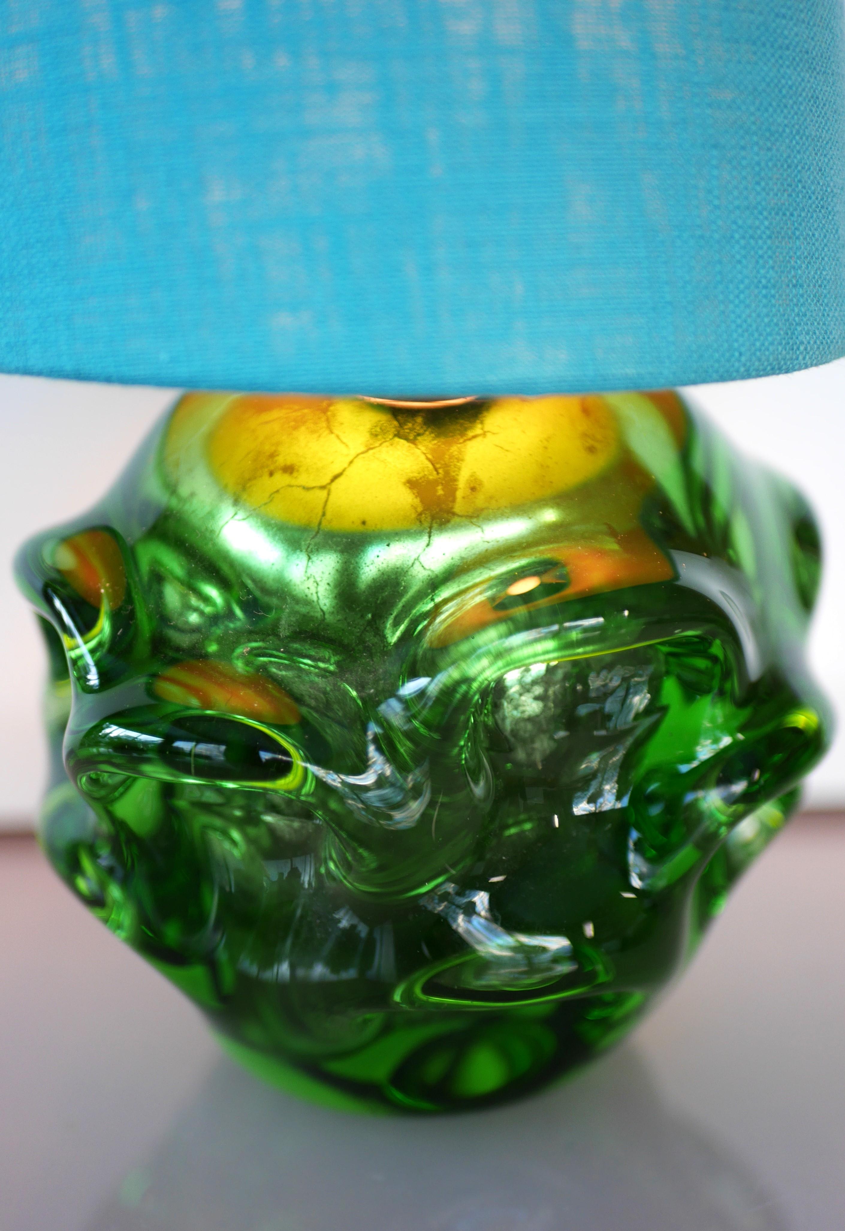 A Gorgeous Emerald Green Glass Lamp by Börne Augustsson for Åseda, Sweden 1