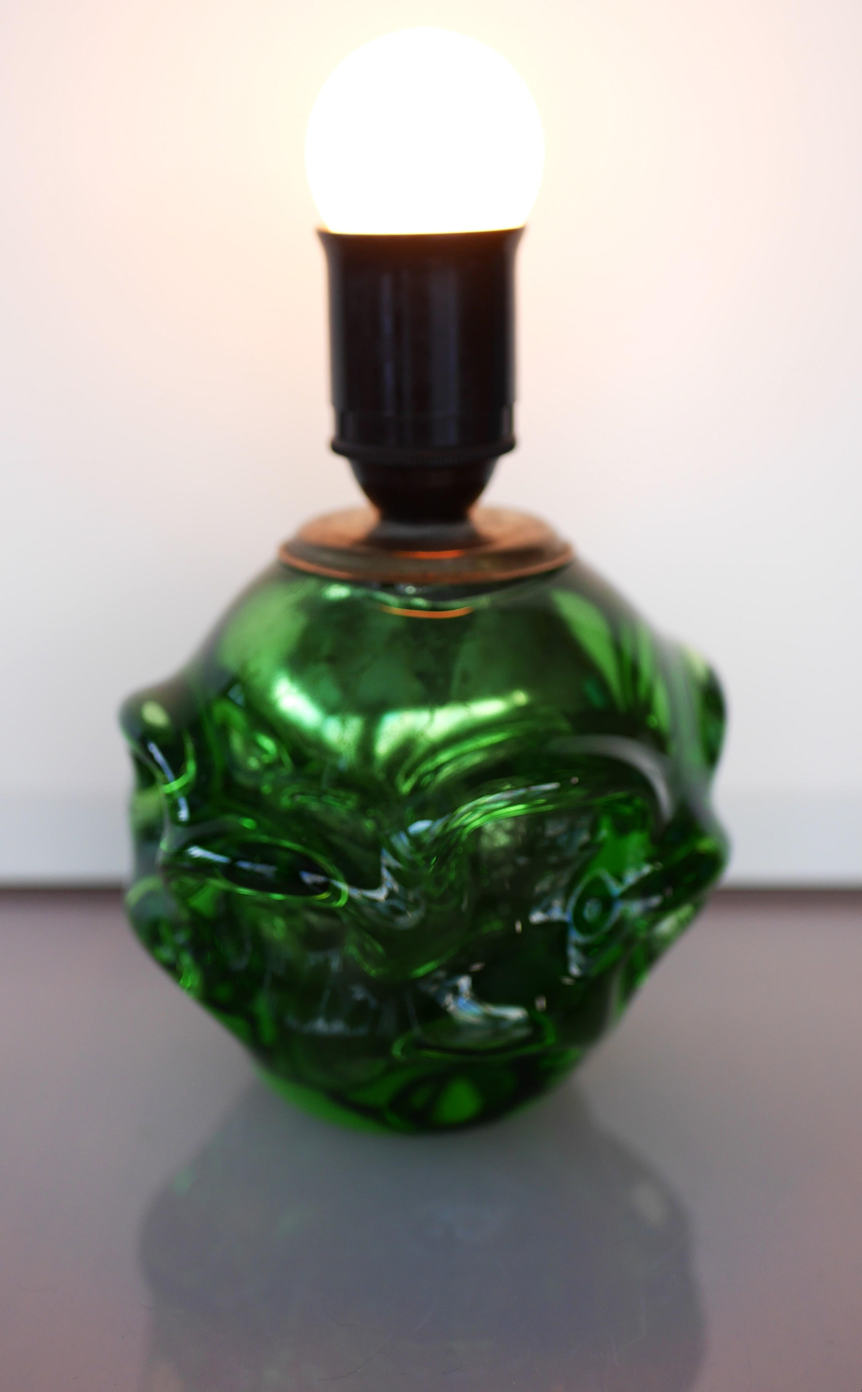 Swedish A Gorgeous Emerald Green Glass Lamp by Börne Augustsson for Åseda, Sweden