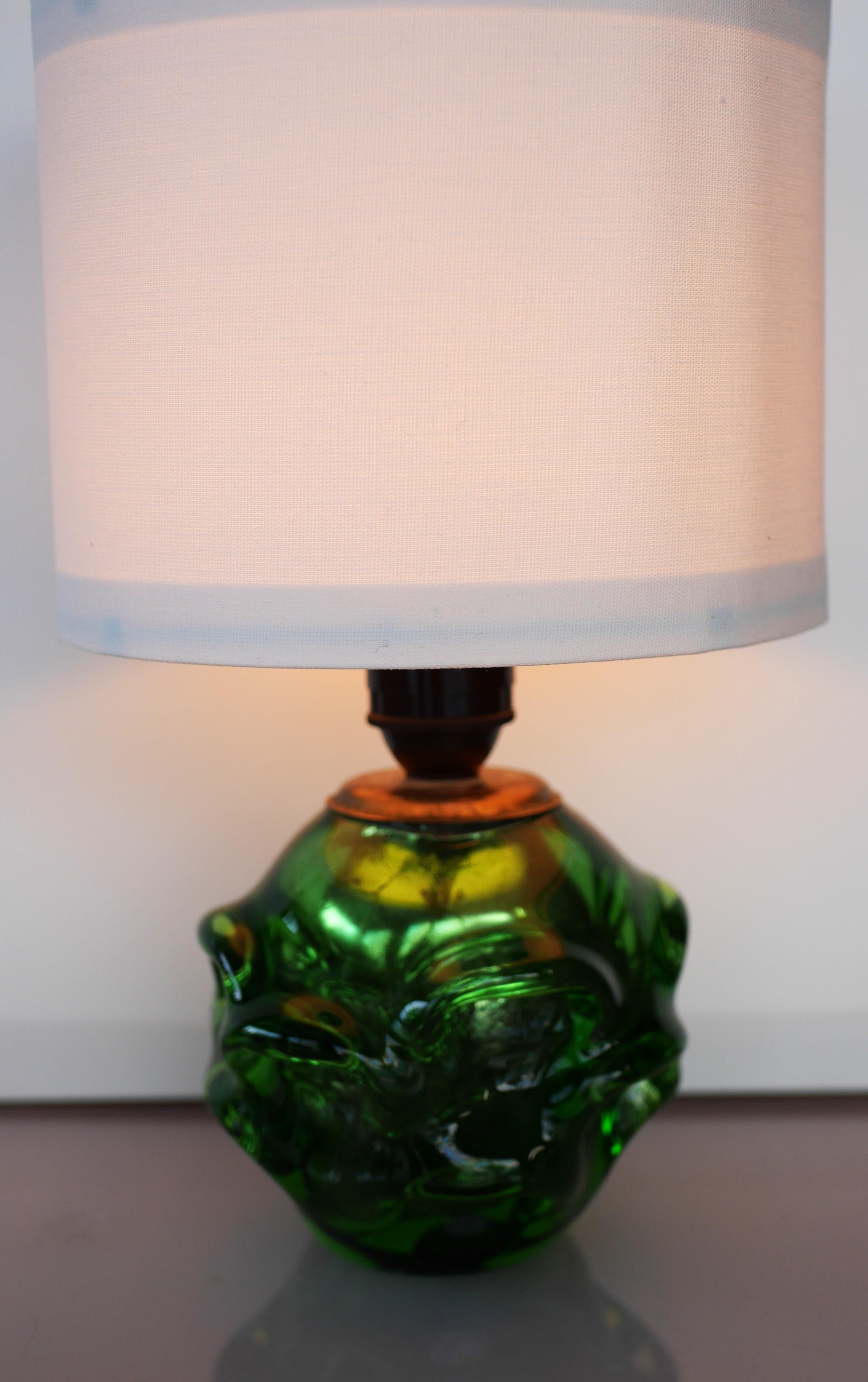 Hand-Crafted A Gorgeous Emerald Green Glass Lamp by Börne Augustsson for Åseda, Sweden