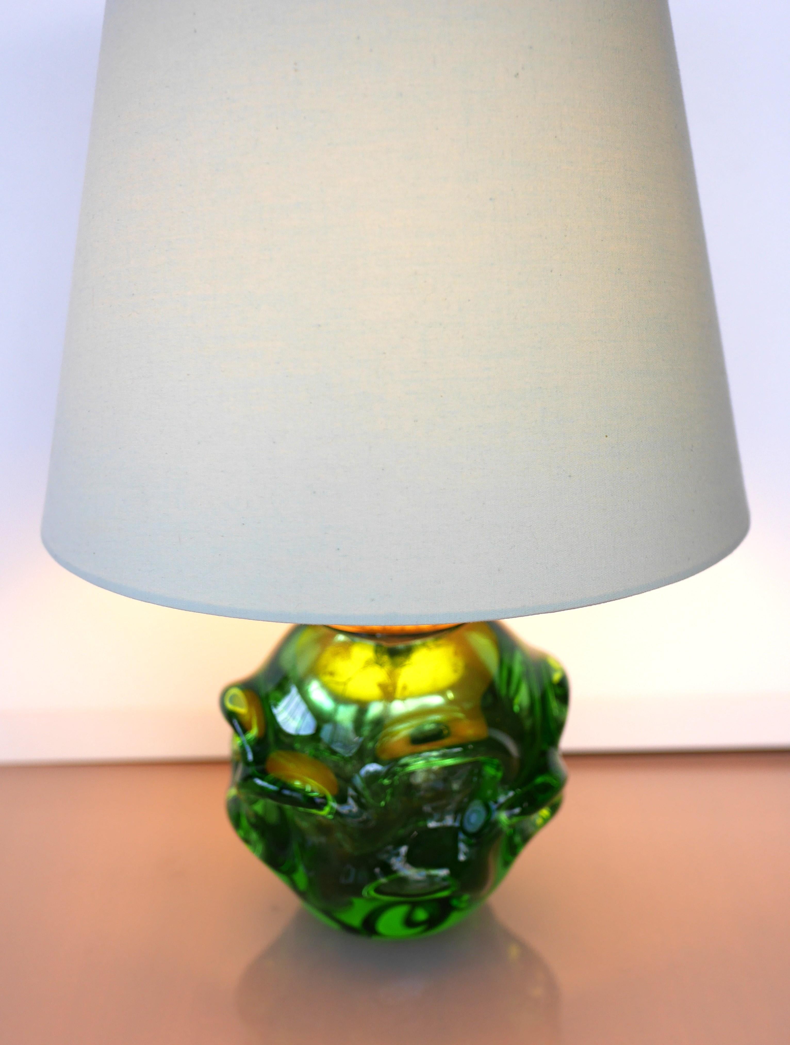 Mid-20th Century A Gorgeous Emerald Green Glass Lamp by Börne Augustsson for Åseda, Sweden