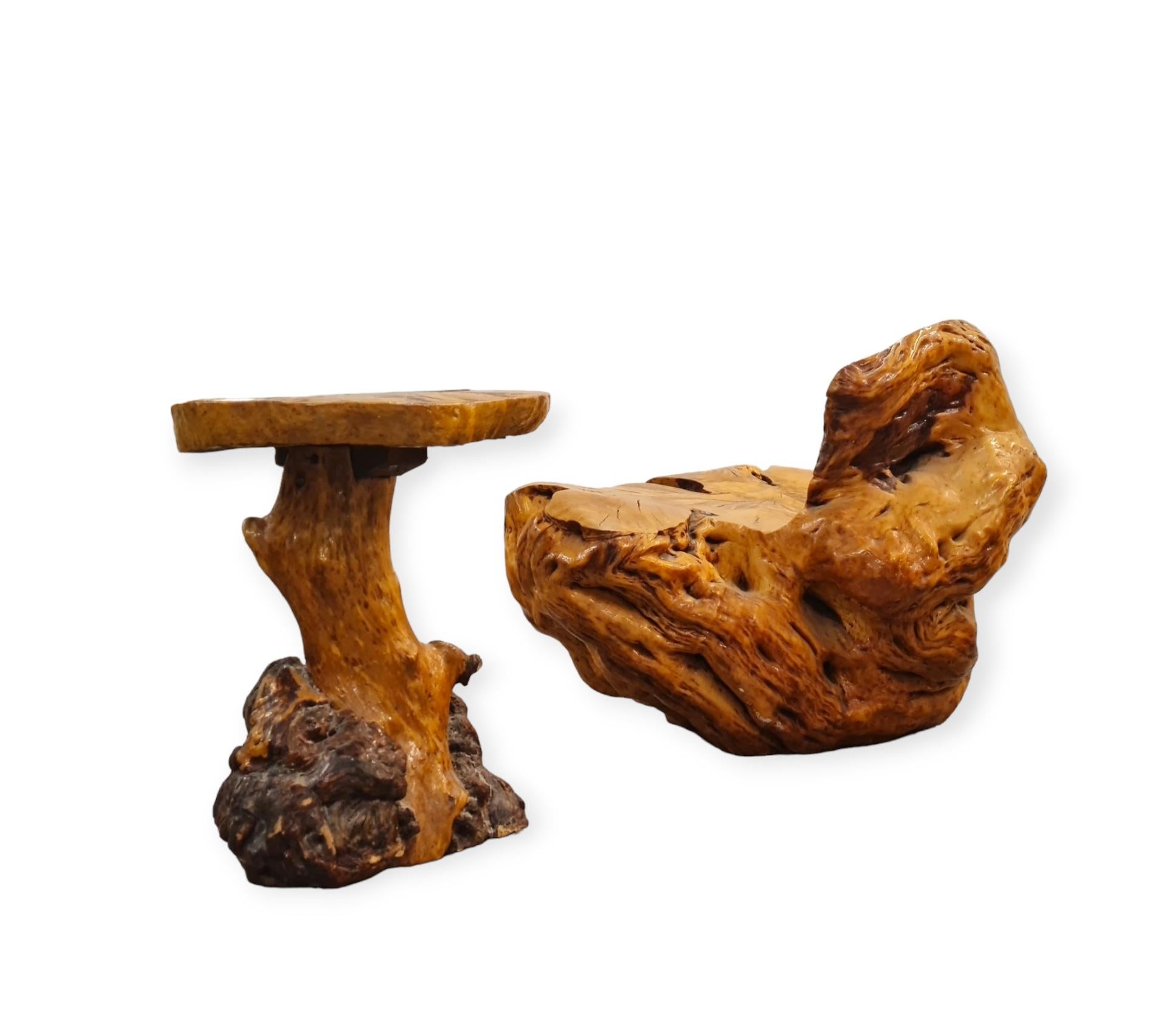 A Gorgeous Finnish Burl Set of a Chair and Side Table For Sale 12