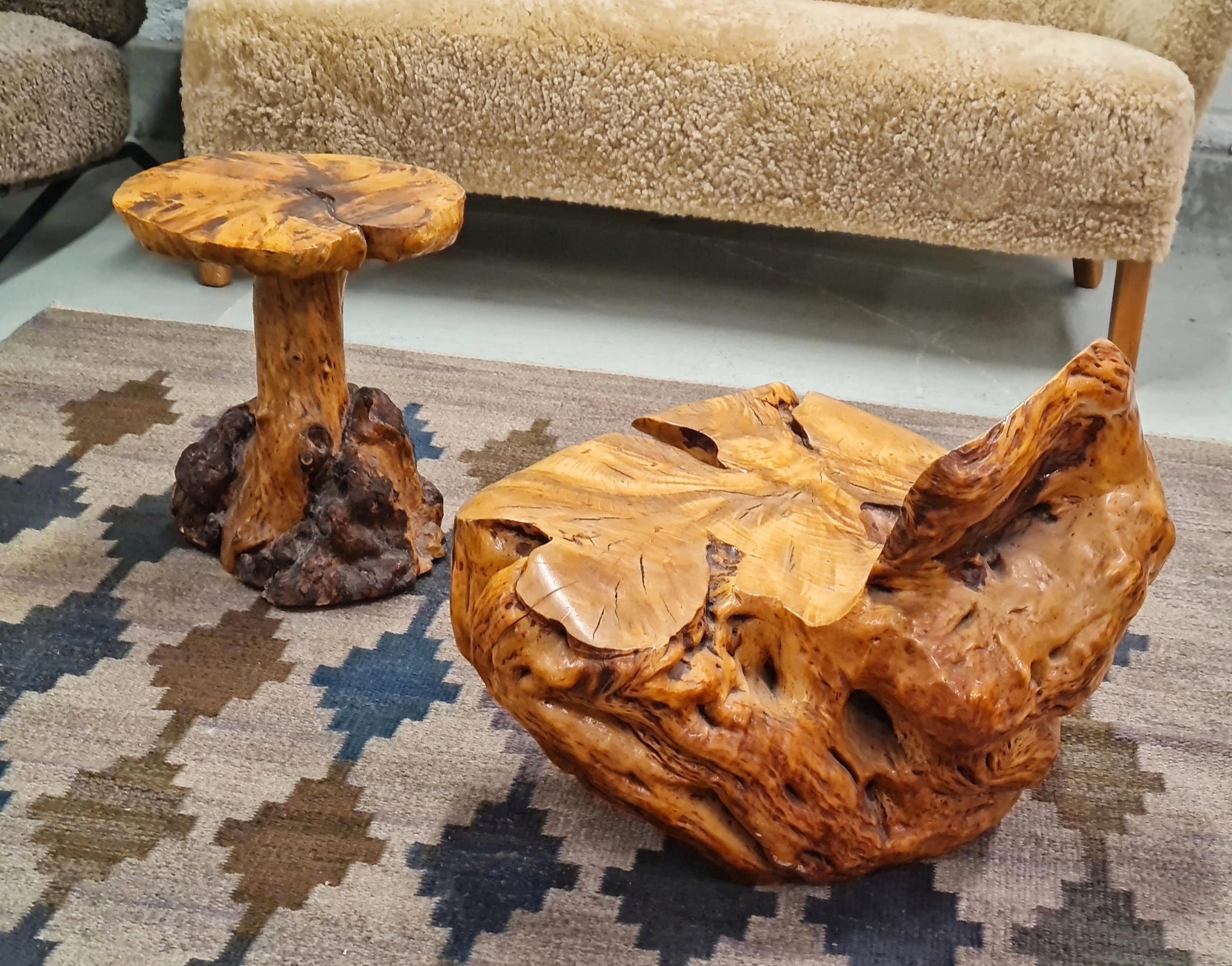 A Gorgeous Finnish Burl Set of a Chair and Side Table For Sale 14