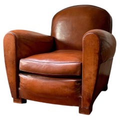 A Gorgeous French Leather Club Chair Cuban Lounge Model, Circa 1950’s