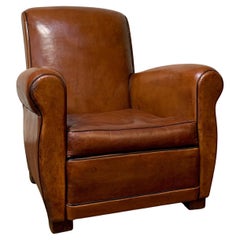 A Gorgeous French Leather Club Chair, Havana Lounge Model Circa 1950's