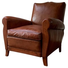 A Gorgeous French Leather Club Chair, Havana Moustache Model, circa 1950’s
