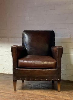 A Gorgeous French Leather Club Chair Normandy Model Circa 1910
