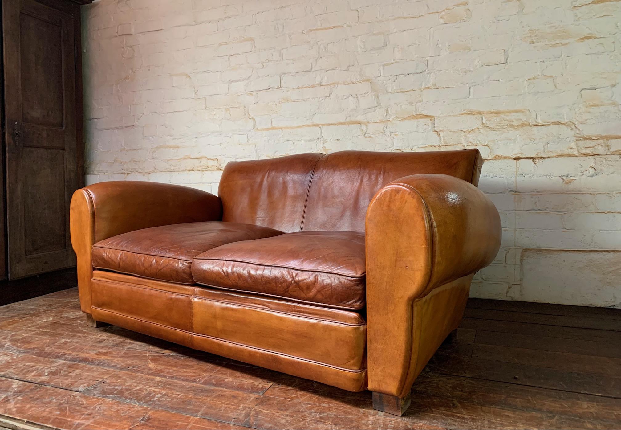 A Gorgeous French Leather Club Salon, Caramel Moustache, Circa 1950’s 5