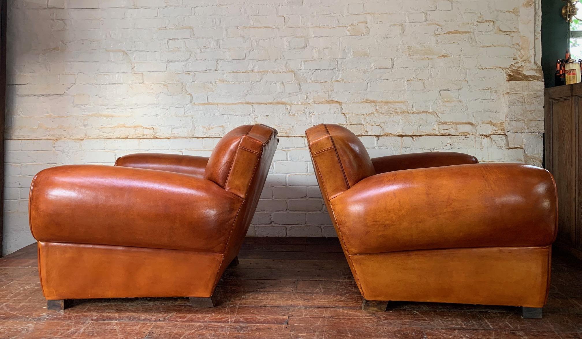 A Gorgeous French Leather Club Salon, Caramel Moustache, Circa 1950’s 6