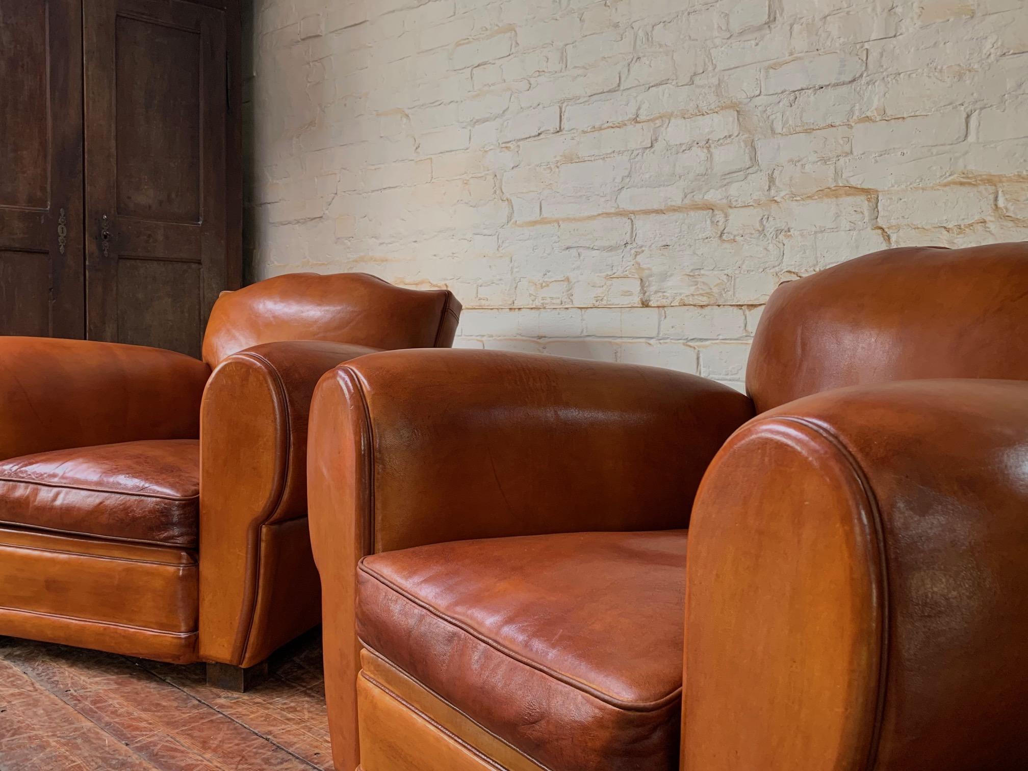 A Gorgeous French Leather Club Salon, Caramel Moustache, Circa 1950’s 8