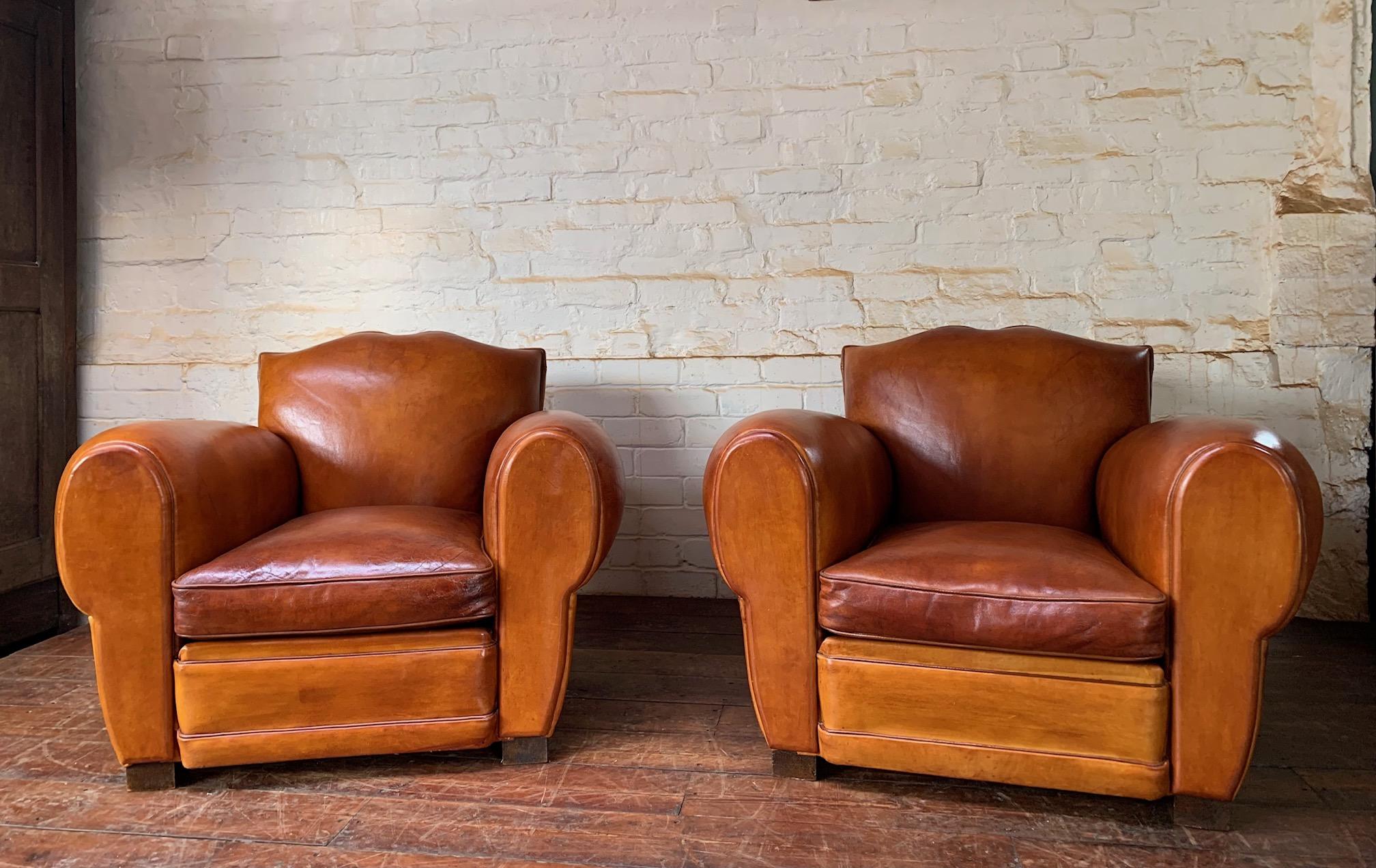 A Gorgeous French Leather Club Salon, Caramel Moustache, Circa 1950’s 9