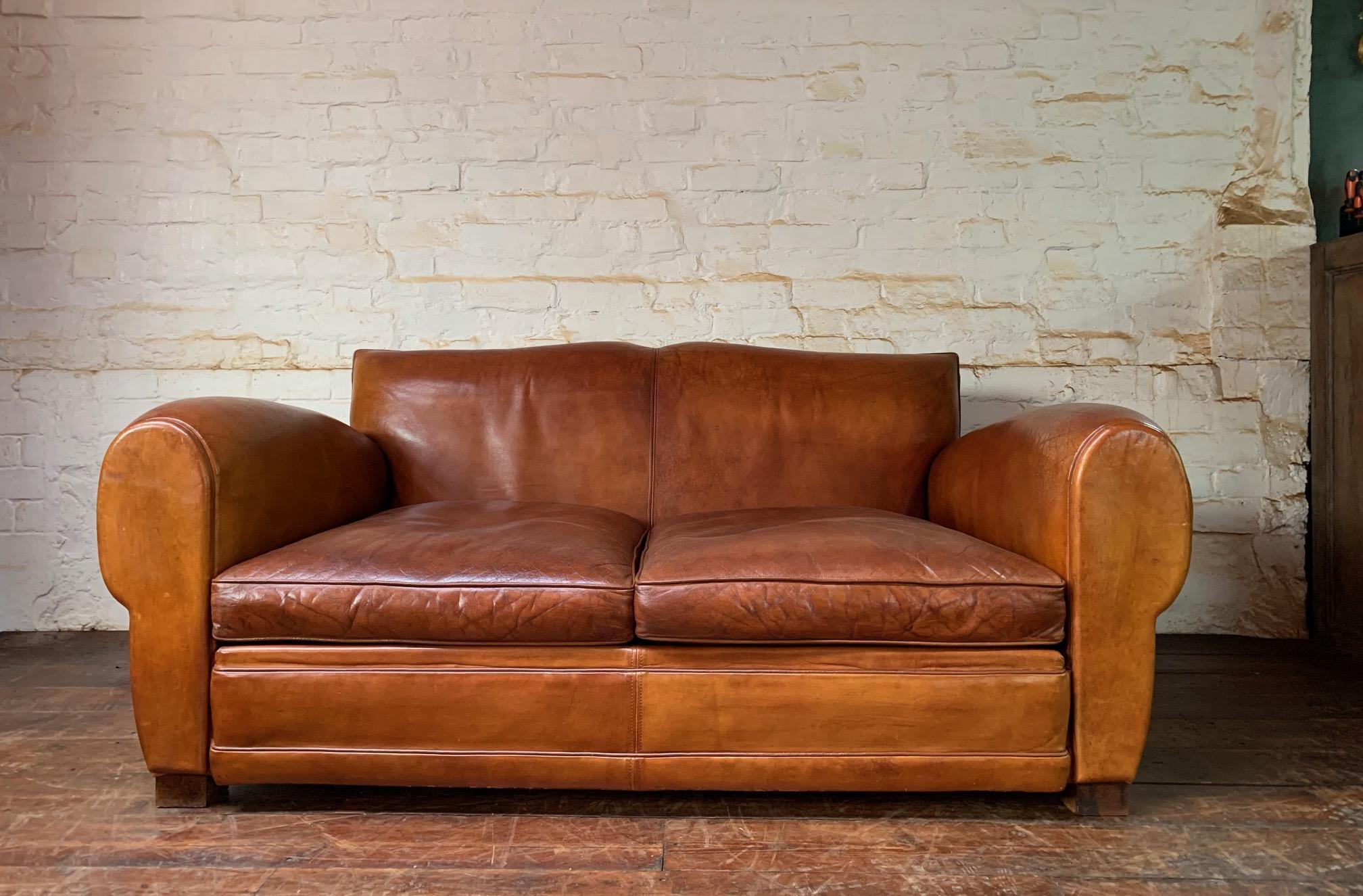A Gorgeous French Leather Club Salon, Caramel Moustache, Circa 1950’s 10
