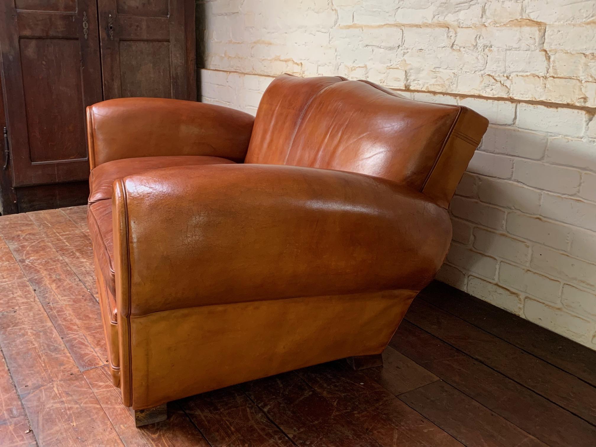 A Gorgeous French Leather Club Salon, Caramel Moustache, Circa 1950’s 11