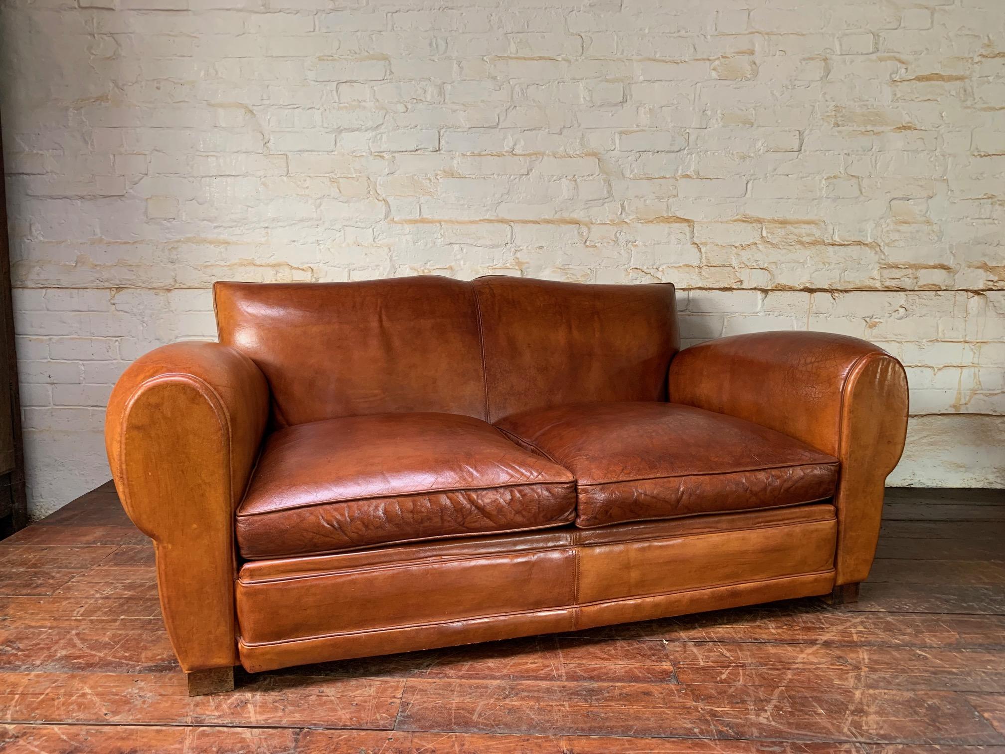 A Gorgeous French Leather Club Salon, Caramel Moustache, Circa 1950’s 14