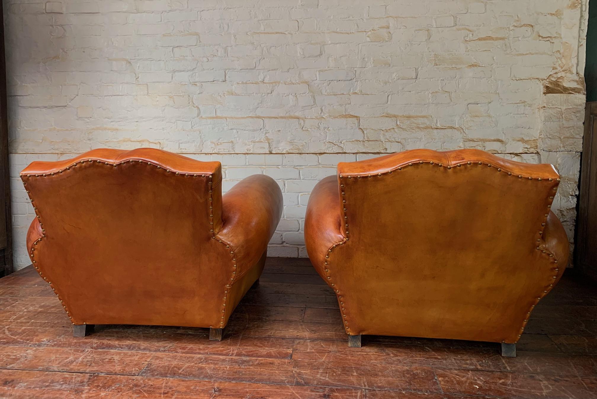 A Gorgeous French Leather Club Salon, Caramel Moustache, Circa 1950’s 2