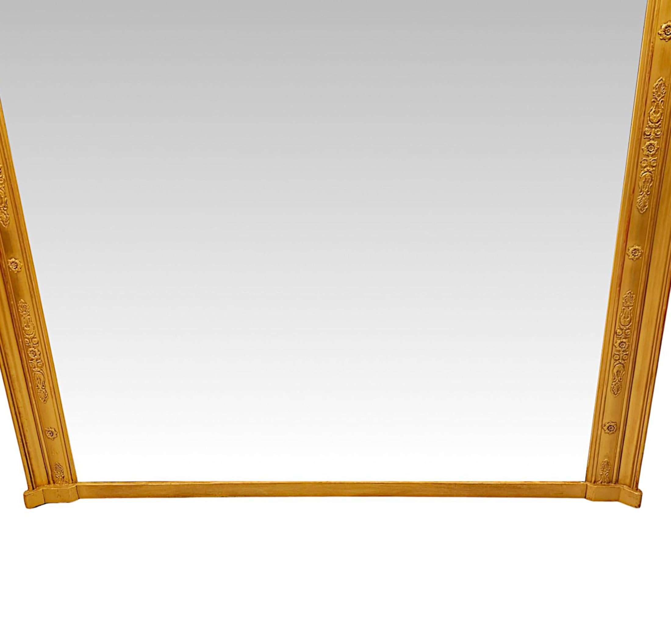 XIX secolo A Gorgeous Large Size 19th Century Giltwood Overmantel Mirror in vendita