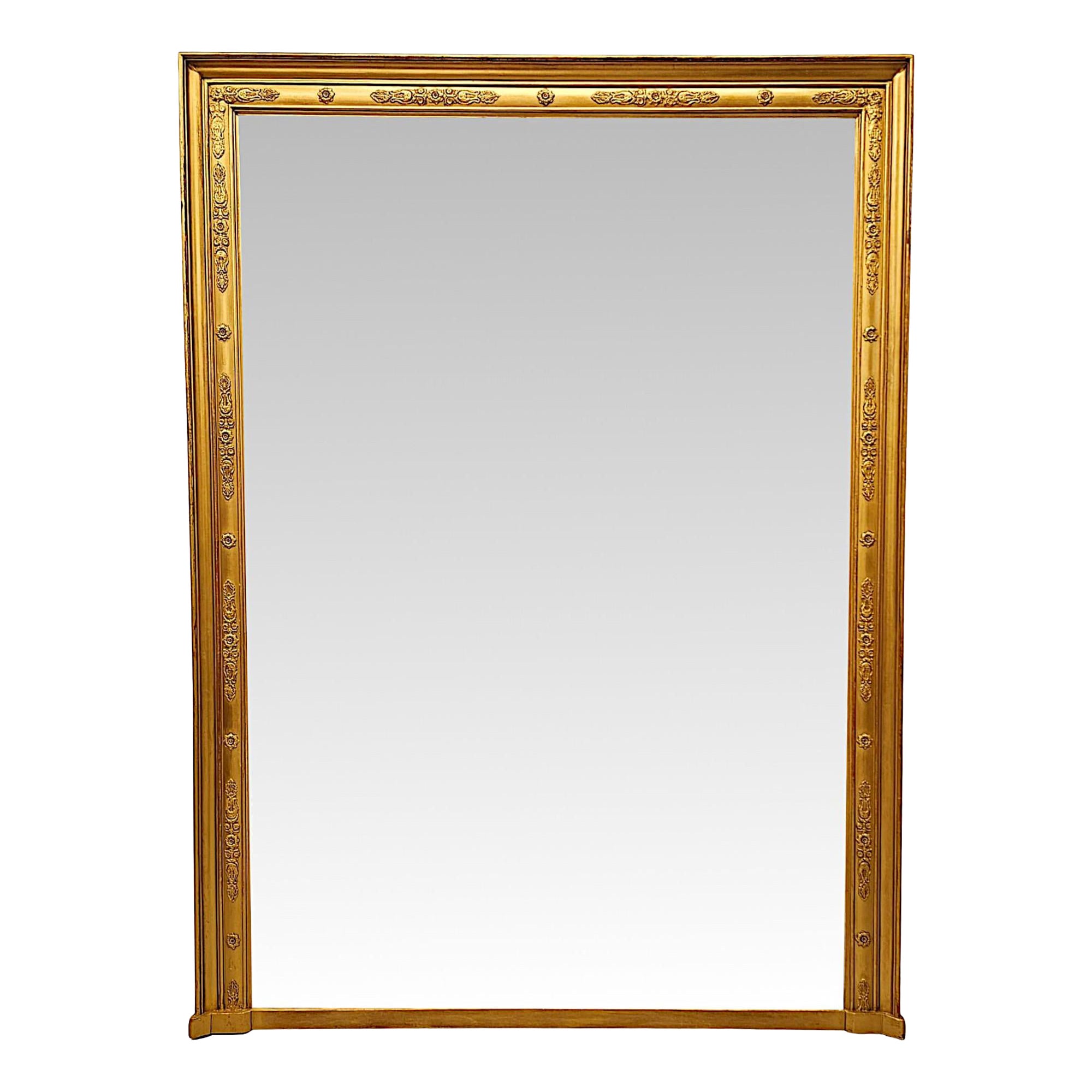 A Gorgeous Large Size 19th Century Giltwood Overmantel Mirror