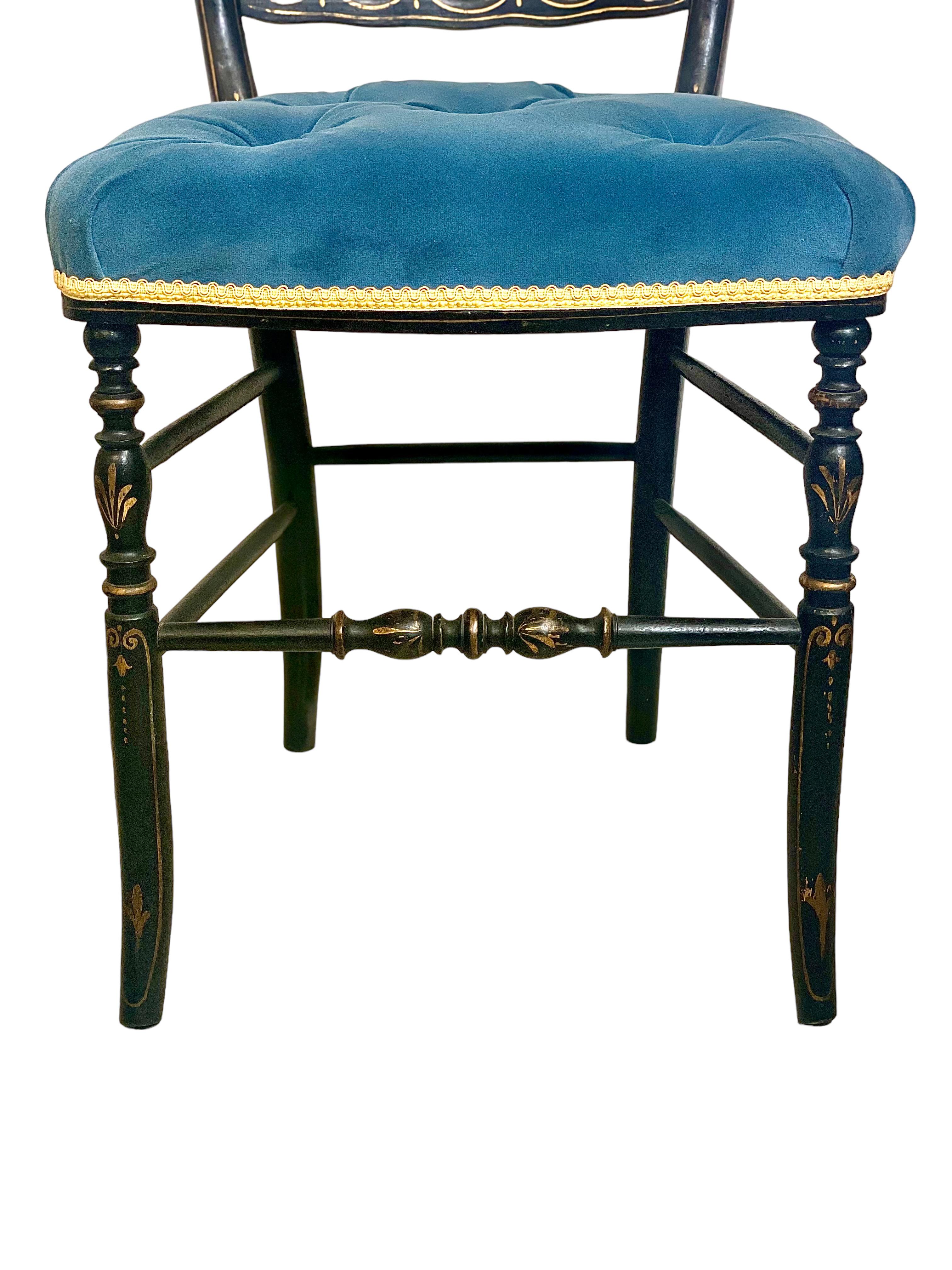 Pair of 19th Century Napoleon III Opera Chairs in Ebonized Wood In Good Condition In LA CIOTAT, FR