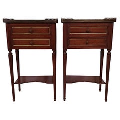 Gorgeous Pair of Early 20th Century Marble Top Bedside Cabinets