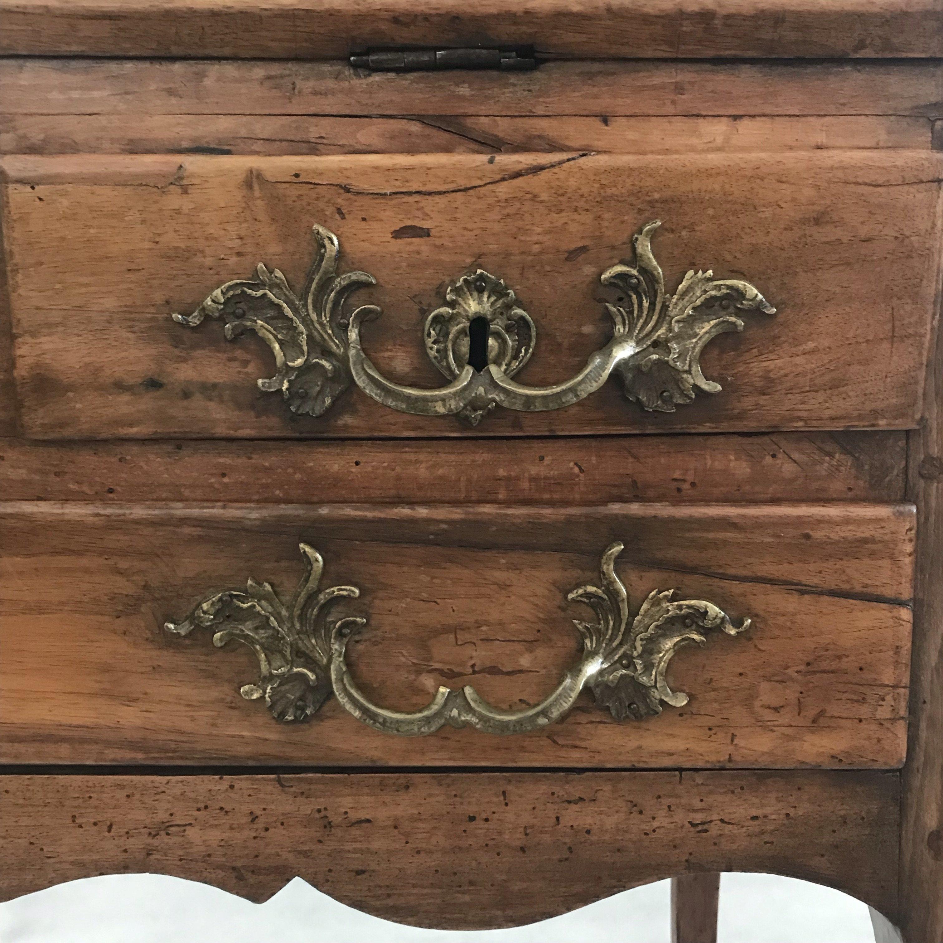 Gorgeous Rare 18th Century Louis XV Walnut Slant Front Desk 1