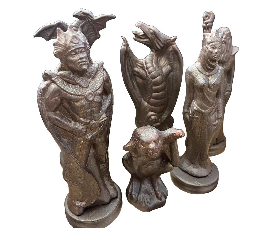Clay A Gothic chess set made in cast clay For Sale