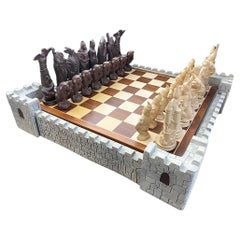A Gothic chess set made in cast clay