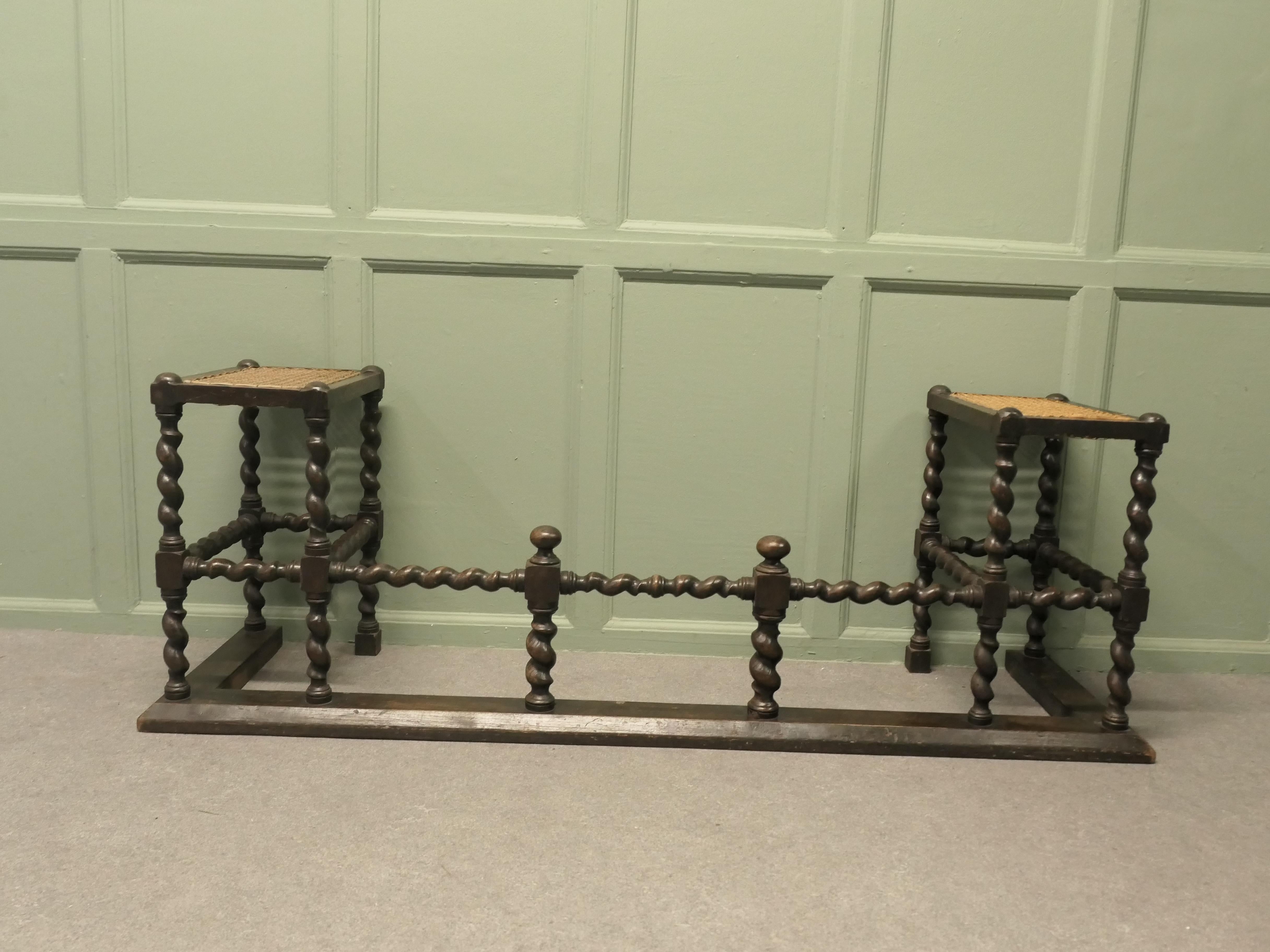 A Gothic Oak Barley Twist Bergere Club Fender This is a very rare piece For Sale 2