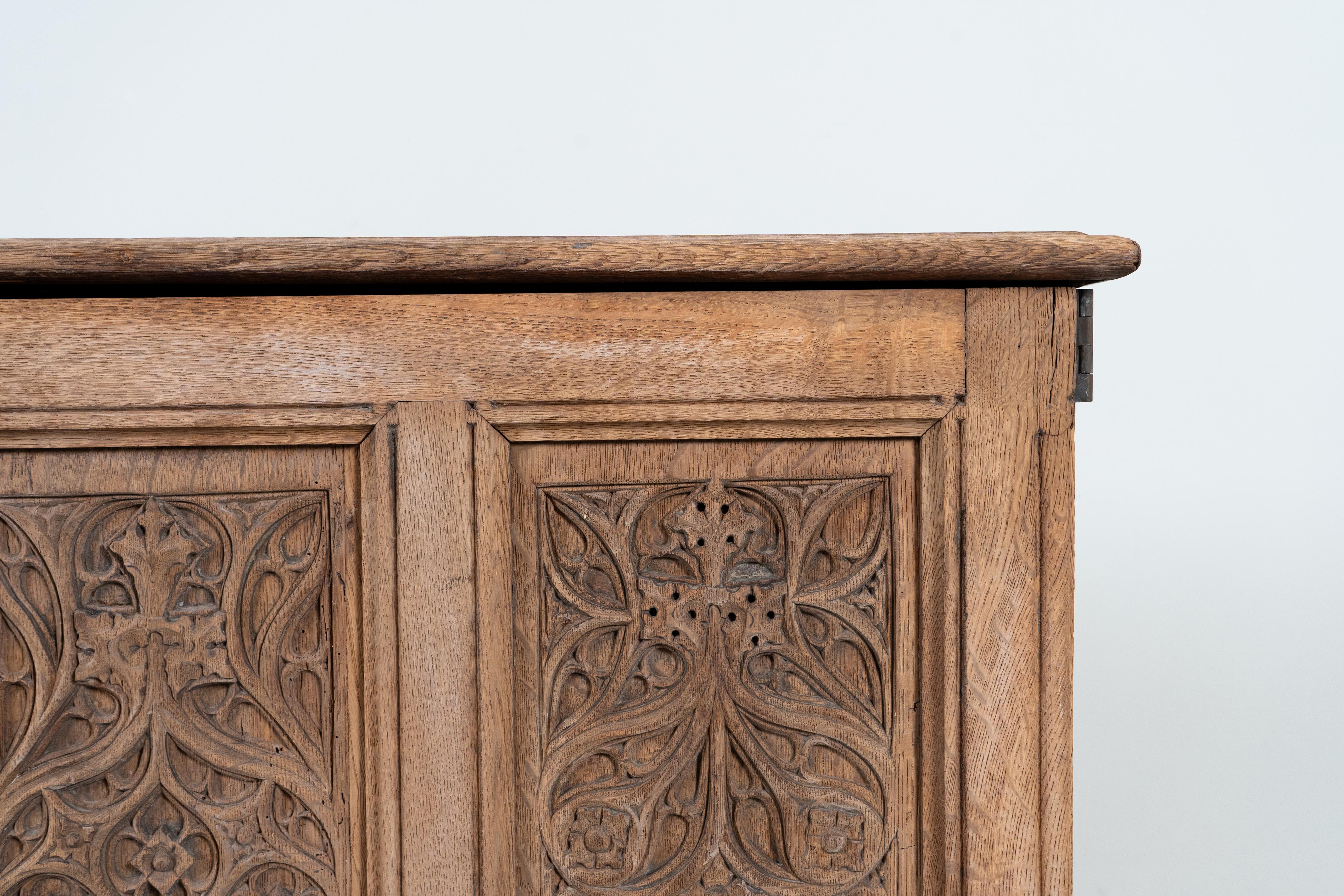A Gothic Revival French Oak Chest, c.1880 4