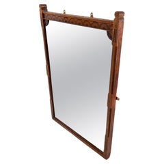 The Gothic Revive oak and inlaid wall mirror with the original mercury mirror (miroir au mercure d'origine).
