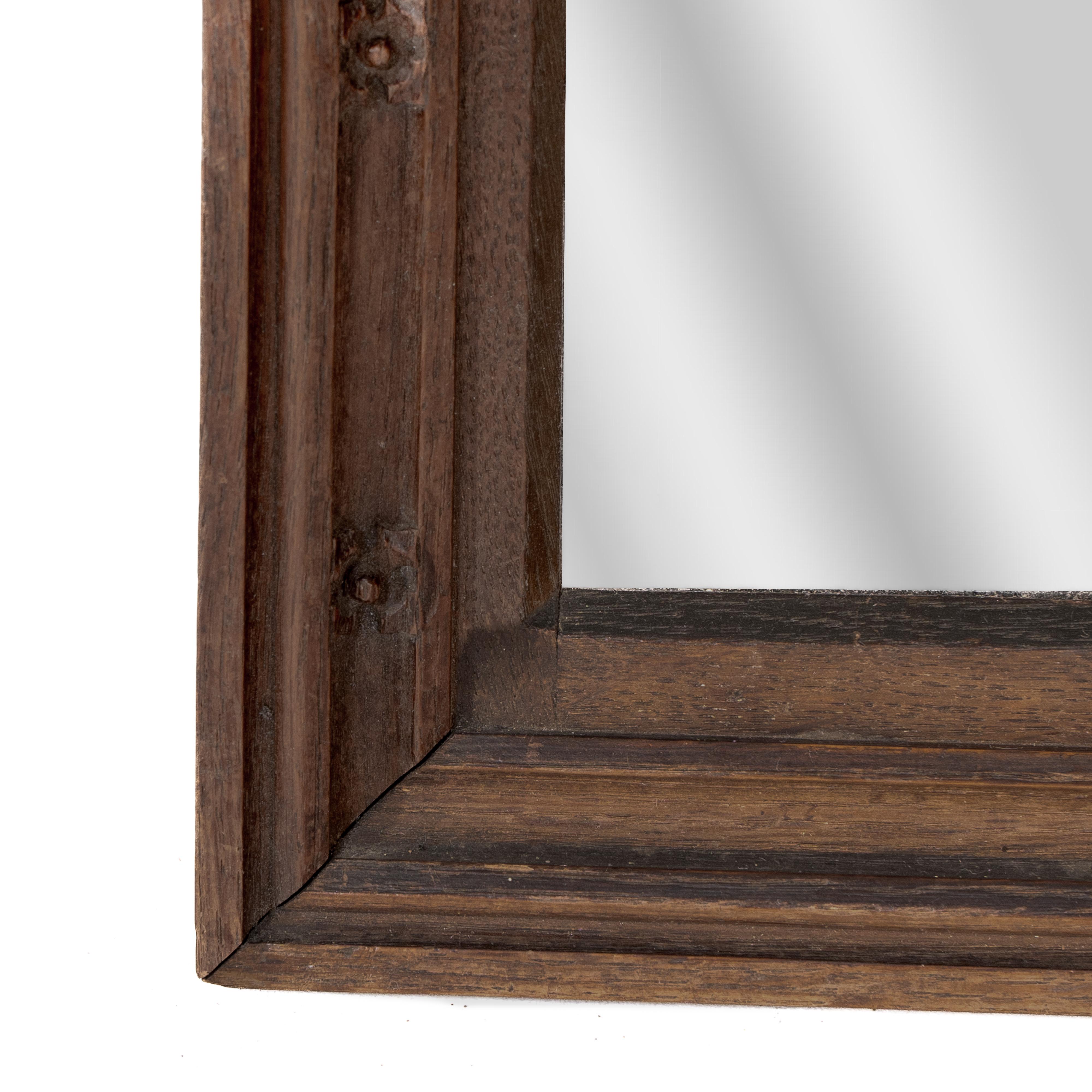 Oak A Gothic Revival oak mirror surmounted with a carved eagle to the top For Sale