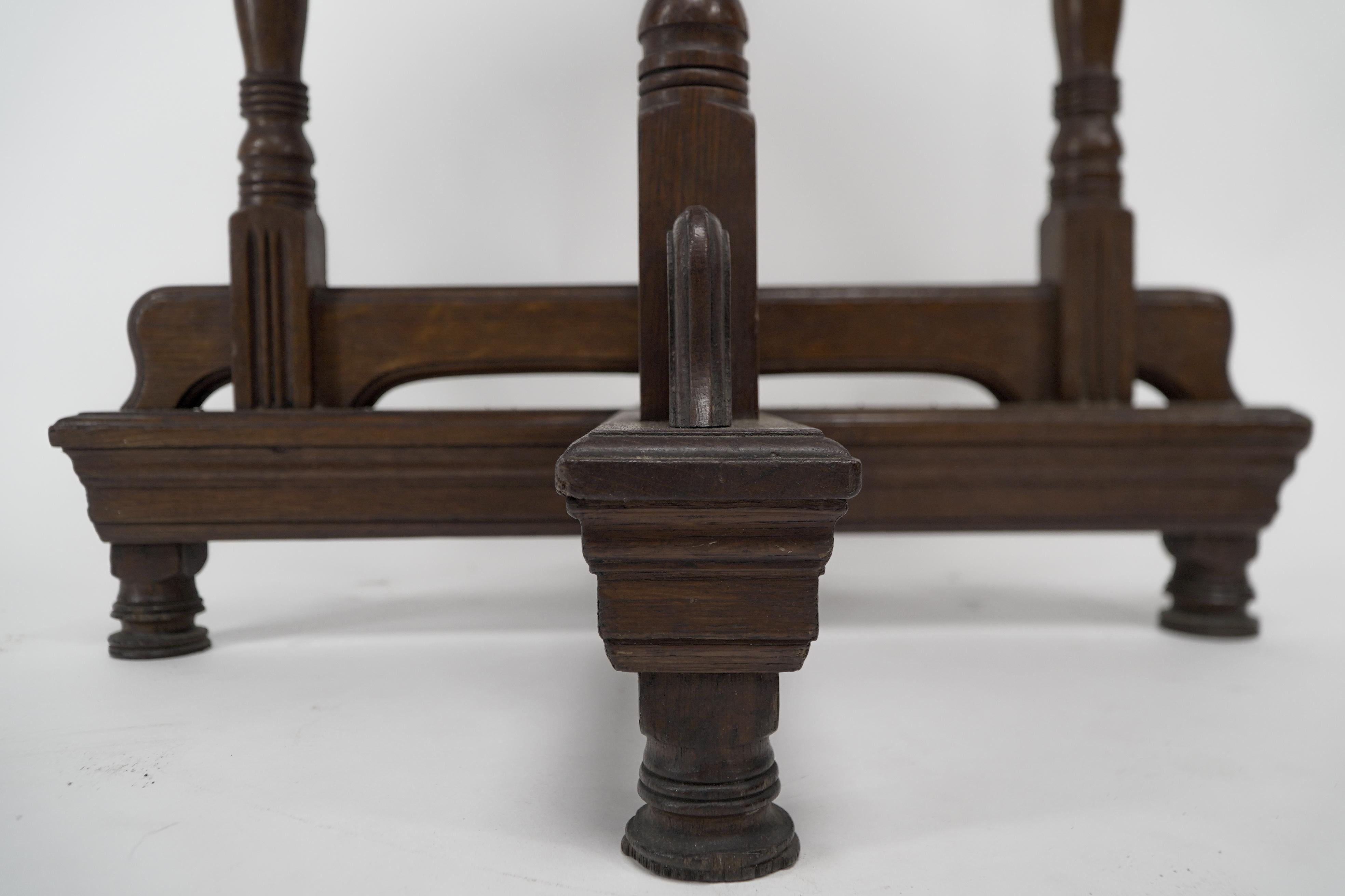 Alfred Waterhouse. A Gothic Revival oak side table with double cross stretchers. For Sale 6