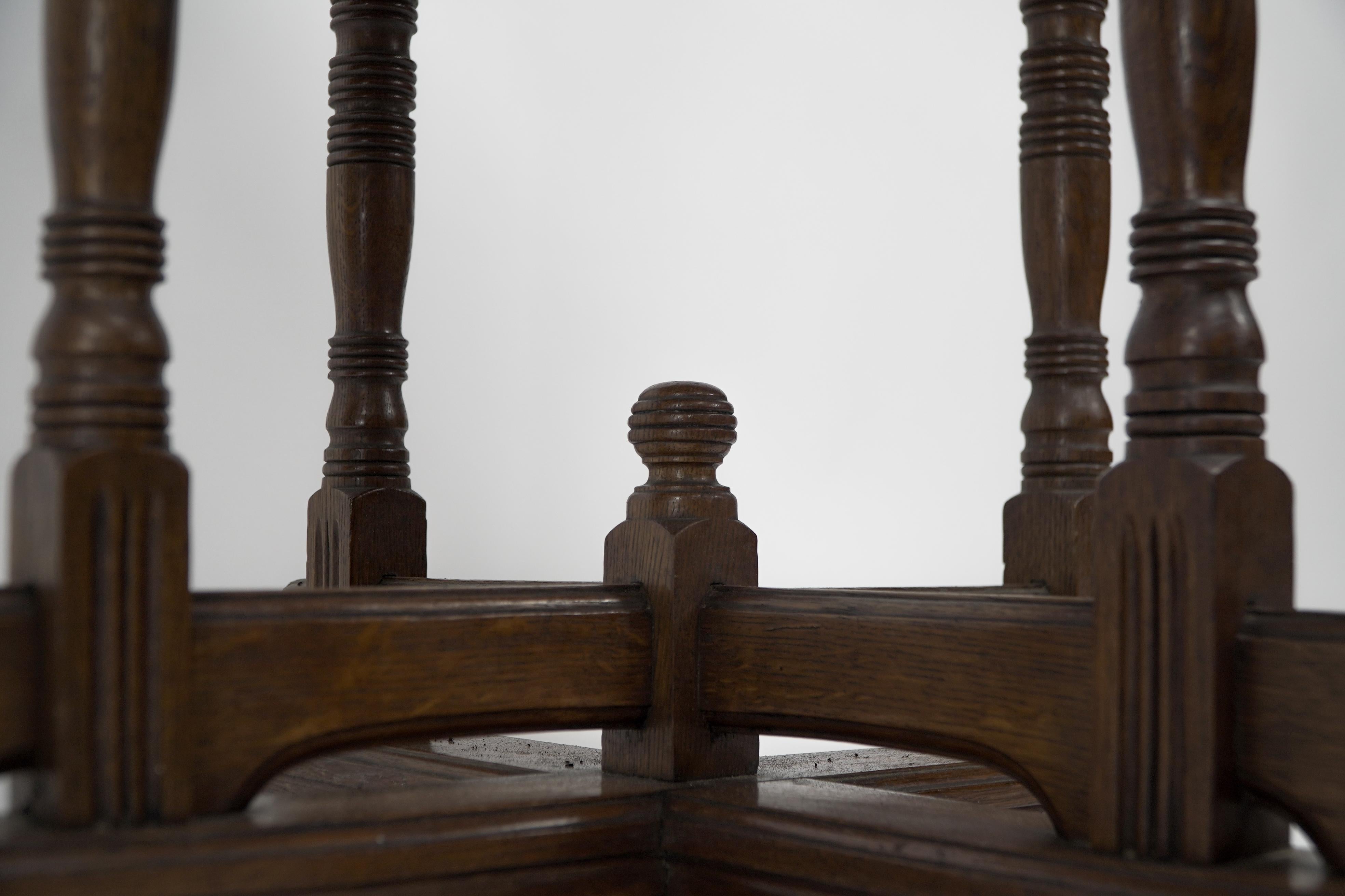 Alfred Waterhouse. A Gothic Revival oak side table with double cross stretchers. For Sale 4