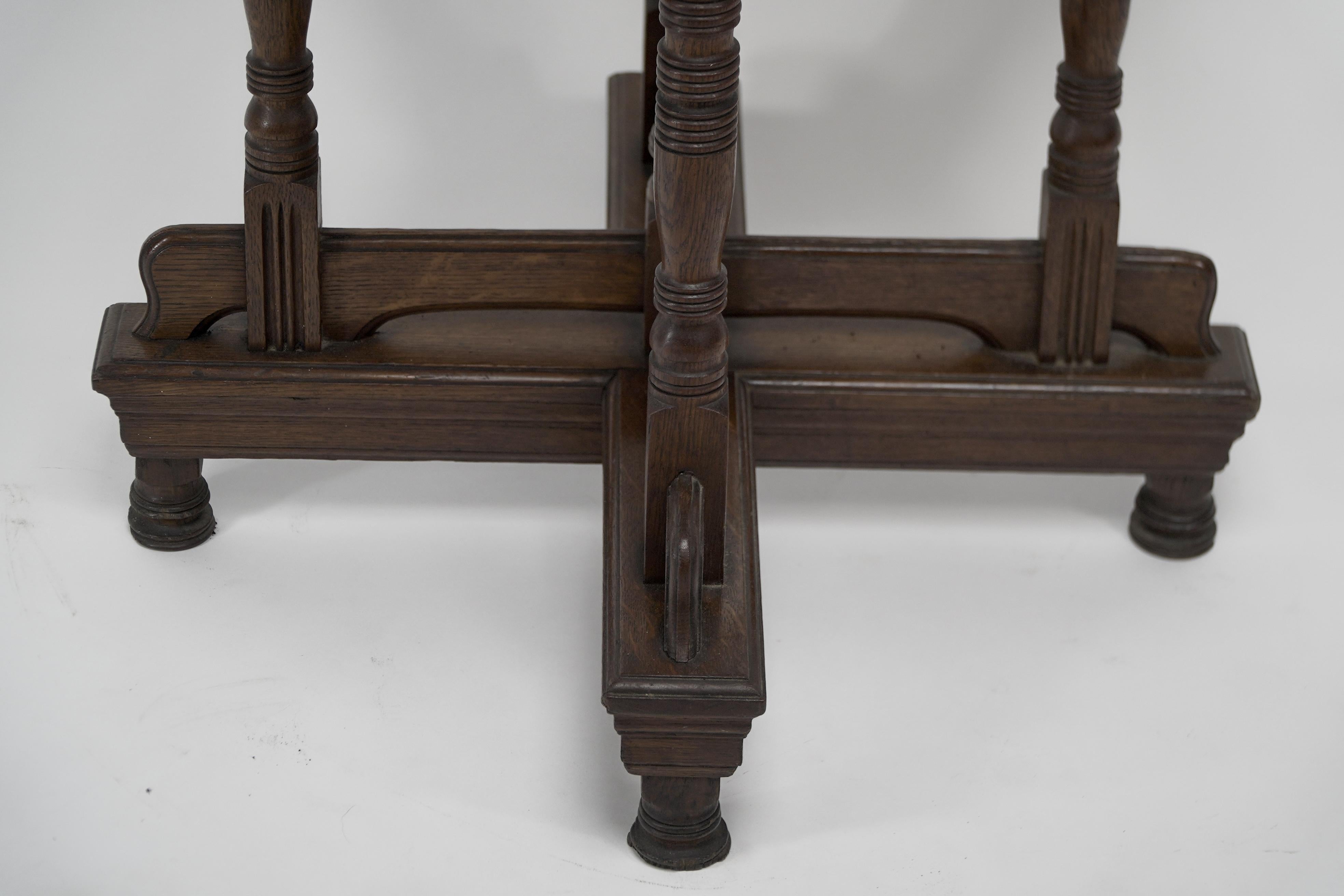 Alfred Waterhouse. A Gothic Revival oak side table with double cross stretchers. For Sale 5
