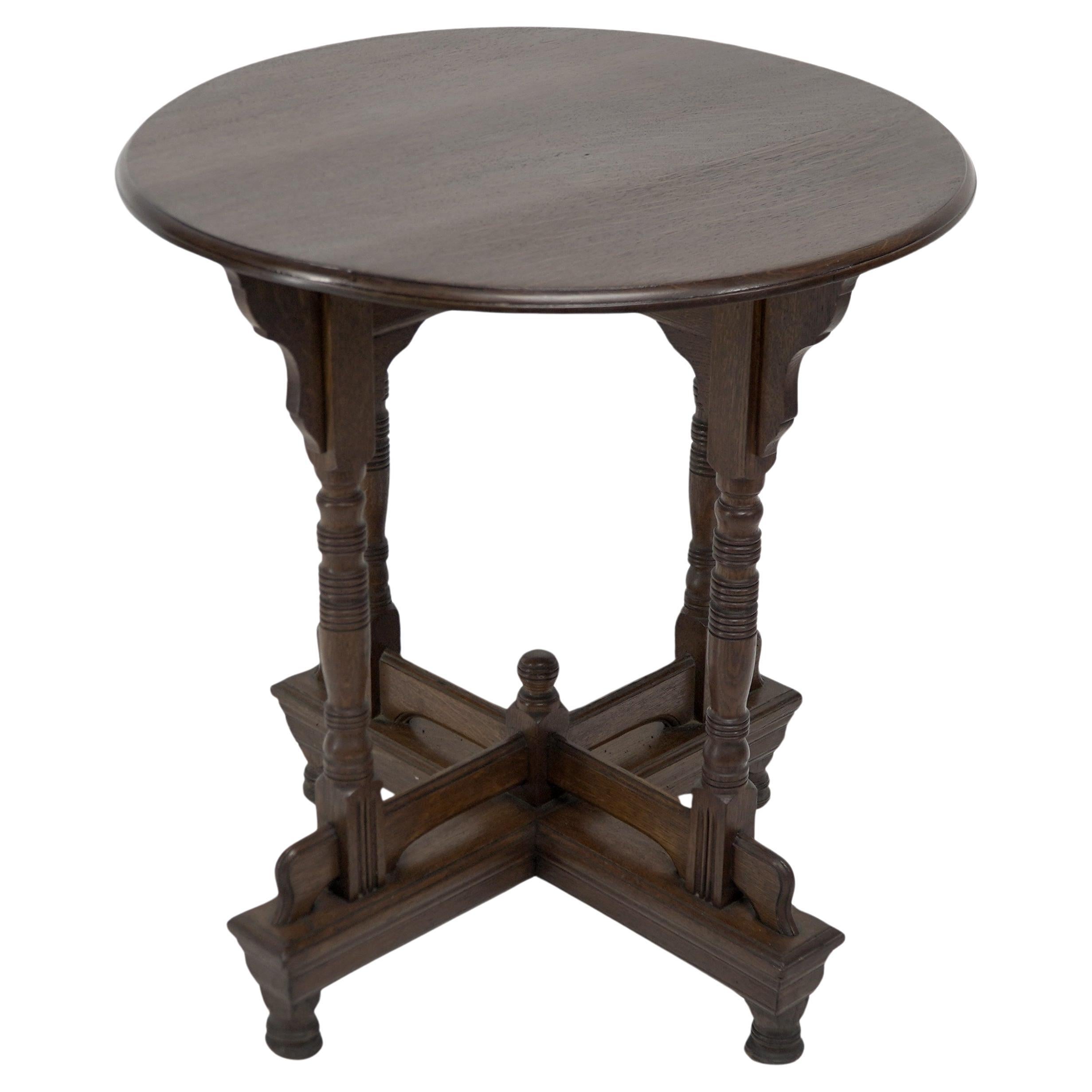 Alfred Waterhouse. A Gothic Revival oak side table with double cross stretchers. For Sale