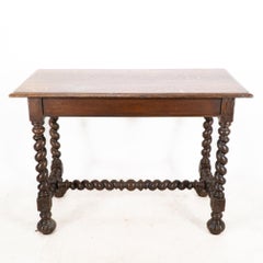 A Gothic Revival style quarter sawn oak barley twist hall or centre table