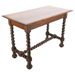 Antique A Gothic Revival style quarter sawn oak barley twist hall or centre table