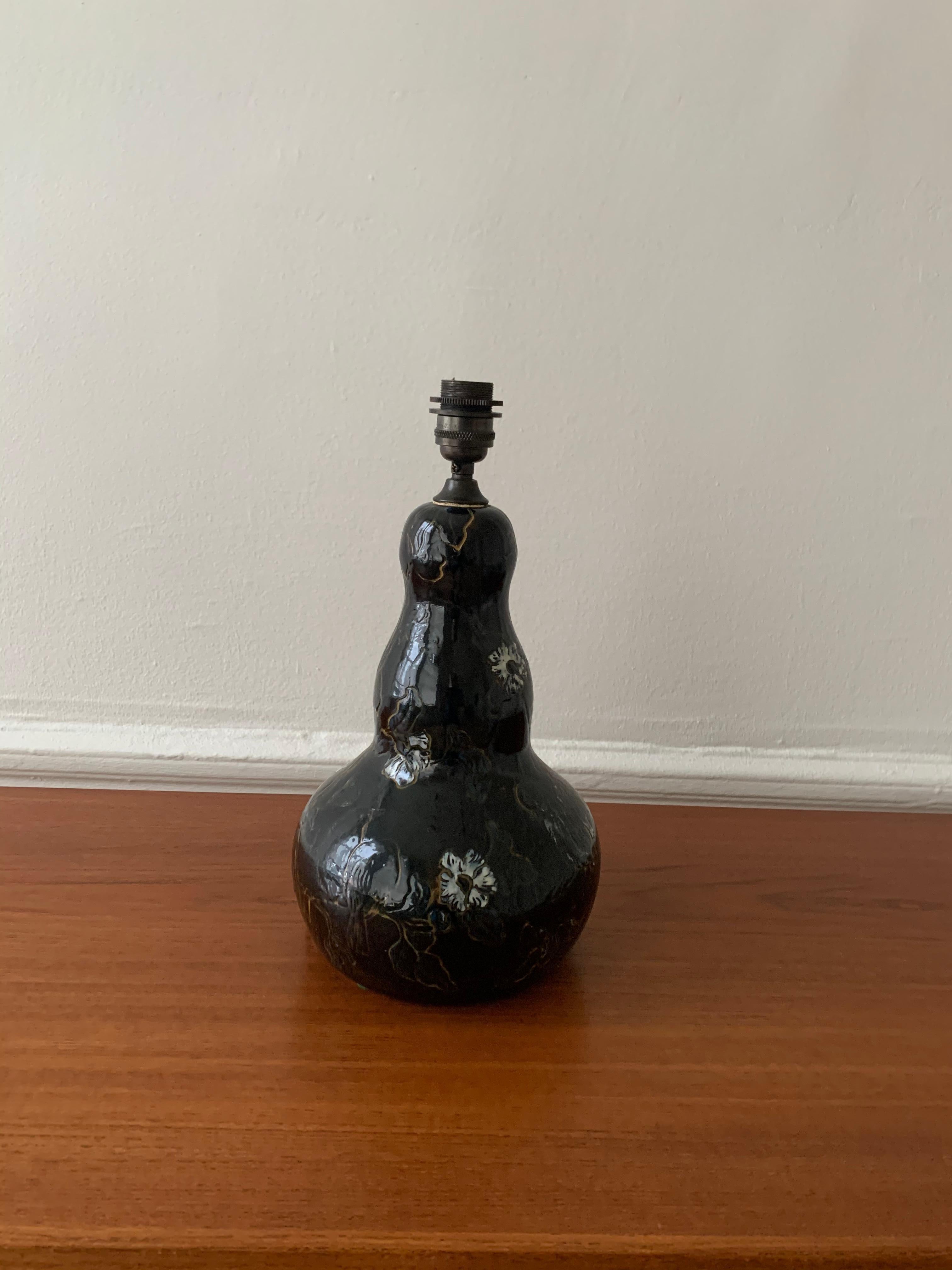 Danish Gourd Shaped Earthenware Table Lamp by Møller & Bøgely For Sale