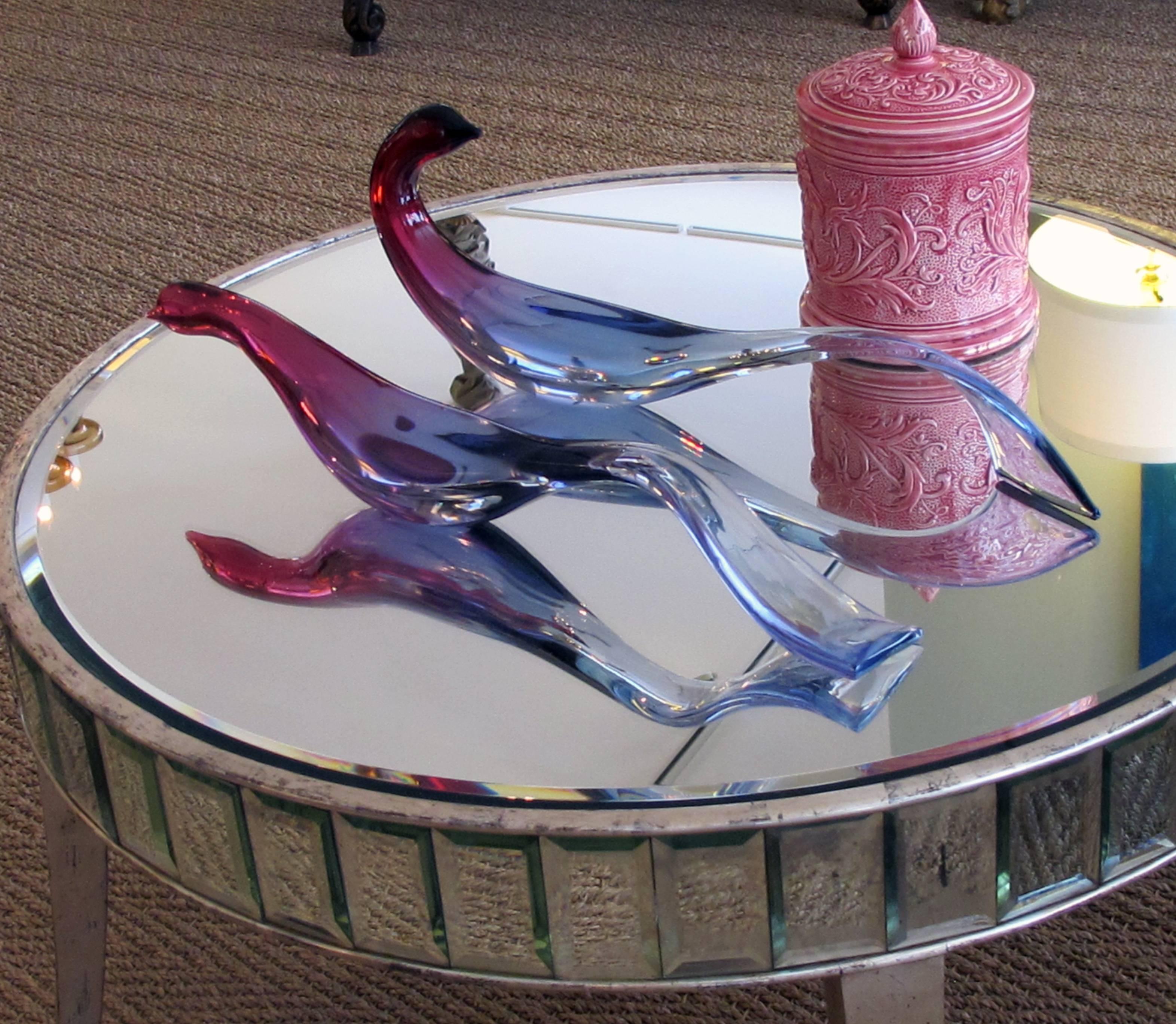 20th Century Graceful Pair of Murano Salviati Midcentury Stylized Art Glass Birds