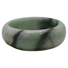 Brazalete grueso con dibujo de mármol verde Feicui de grado A